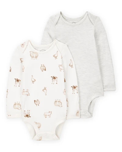 Baby 2-Pack Animal Print Long-Sleeve Bodysuits