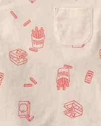 Toddler Boy 2-Piece Snack Time Top & Short Set - Cream/Red