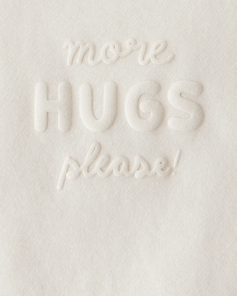 Baby Girl Hugs Fleece Pullover Sweatshirt - Cream