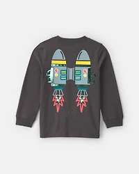 Toddler Boy Dino Jet Pack Long-Sleeve Graphic Tee - Grey