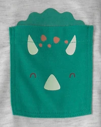 Toddler Boy Dinosaur Loose Fit 2-Piece Pyjama Set - Green/Grey
