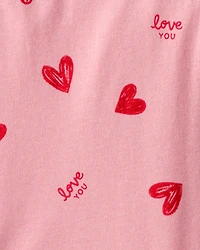 Girls Heart Long-Sleeve Dress - Pink