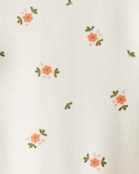 Baby Girl Floral Ruffle Cotton Long-Sleeve Jumpsuit - Cream