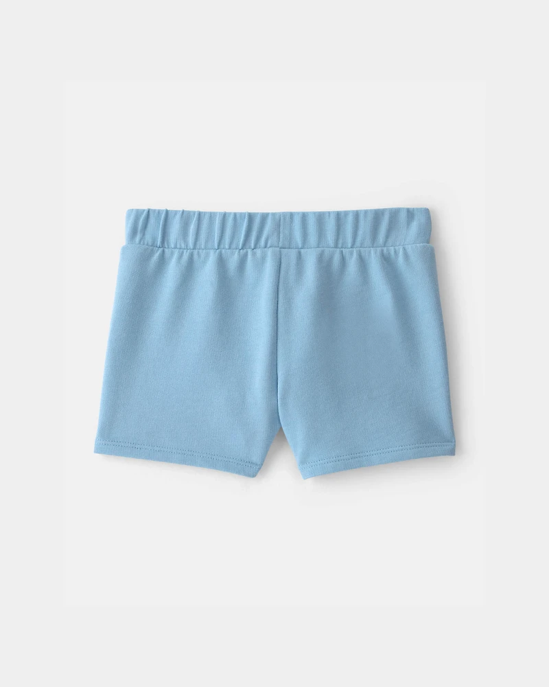 Toddler Girl Tropical Flower French Terry Shorts - Blue