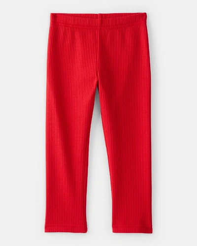 Toddler Girl Pull-On Stretch Rib Leggings - Red