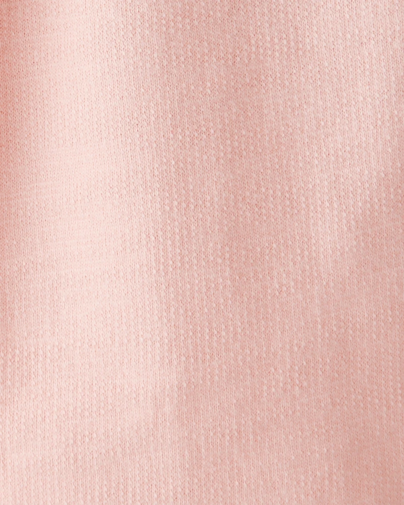 Baby Girl Bow Pocket French Terry Pants - Coral