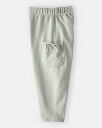 Toddler Girl Bow Pocket French Terry Pants - Green