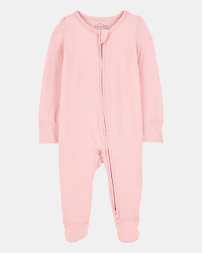 Baby Girl Solid 2-Way Zip PurelySoft Sleeper Pyjamas