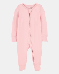 Baby Girl Solid 2-Way Zip PurelySoft Sleeper Pyjamas