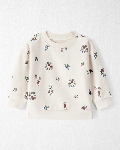 Baby Girl Organic Cotton French Terry Sweatshirt Berry Blossom Print