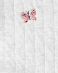 Baby Girl 3-Piece Butterfly Vest Outfit Set - Green