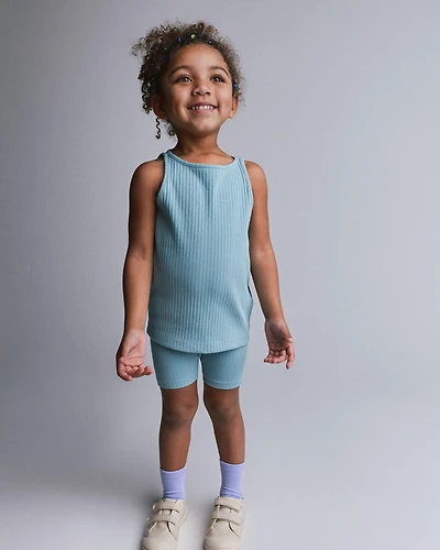 Toddler Girl Brooklyn Bike Shorts - Pale Blue