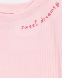 Girls Strawberry Print Loose Fit 2-Piece Pyjamas - Pink