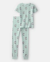 Kids Soccer 100% Cotton Short-Sleeve Snug Fit 2-Piece pyjama Set - Green