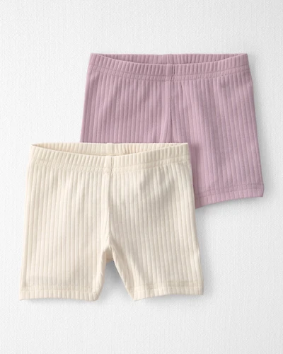 Baby Girl 2-Pack Organic Cotton Ribbed Pedal Shorts