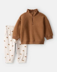 Baby Boy 2-Piece Teddy Pullover and Joggers Set