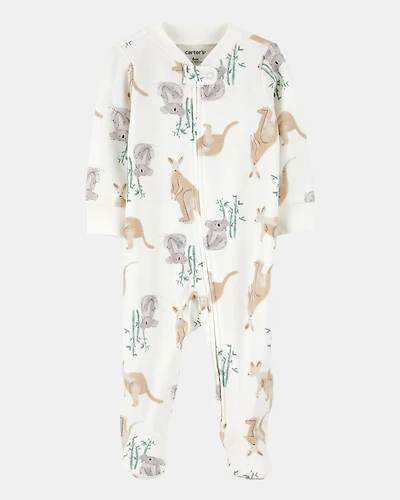 Baby Girl Kangaroo 2-Way Zip Cotton Sleeper pyjamas