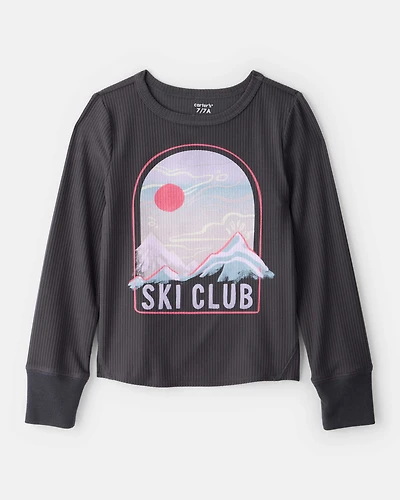 Girls Active Rib Long-Sleeve Top - Grey