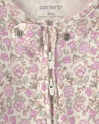 Baby Girl Floral Snug Fit Sleeper - Pink/Ivory