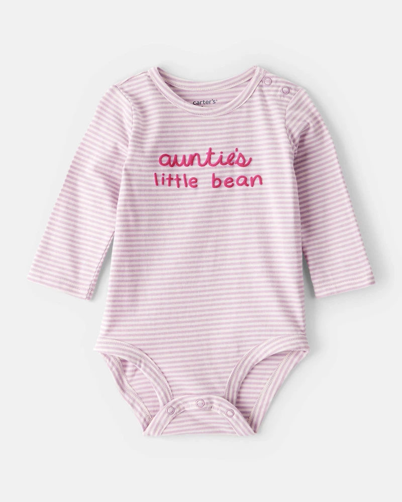 Baby Girl Little Bean Long-Sleeve Graphic Bodysuit - Pink