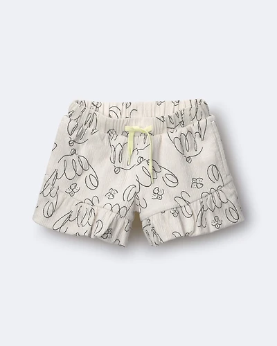 Toddler Girl Ruffle Butterfly Shorts Dog Print - Cream