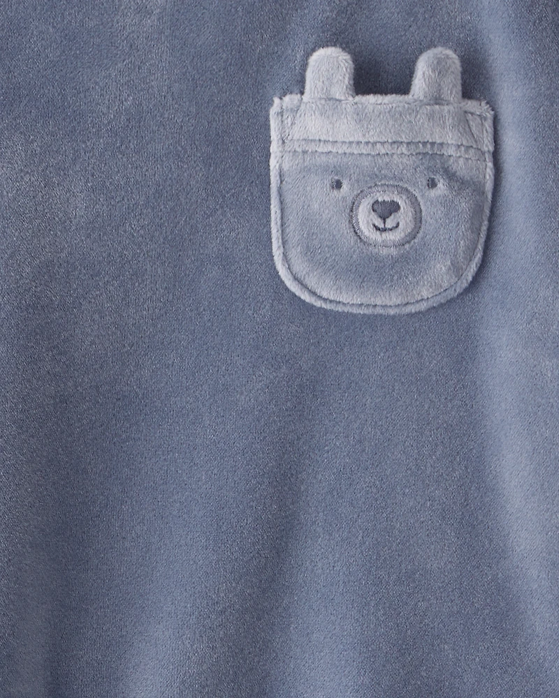 Baby Boy 2-Piece Bear Velour Sweatshirt & Jogger Set - Blue