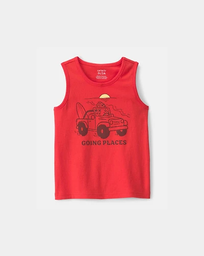 Toddler 'Going Places' Beach Graphic Tank - Orange
