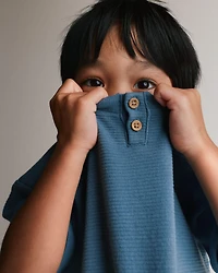Toddler Boy Henley Tee with Pocket - Slate