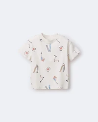 Toddler Short-Sleeve Relaxed Graphic Tee Park Day Print - Cream
