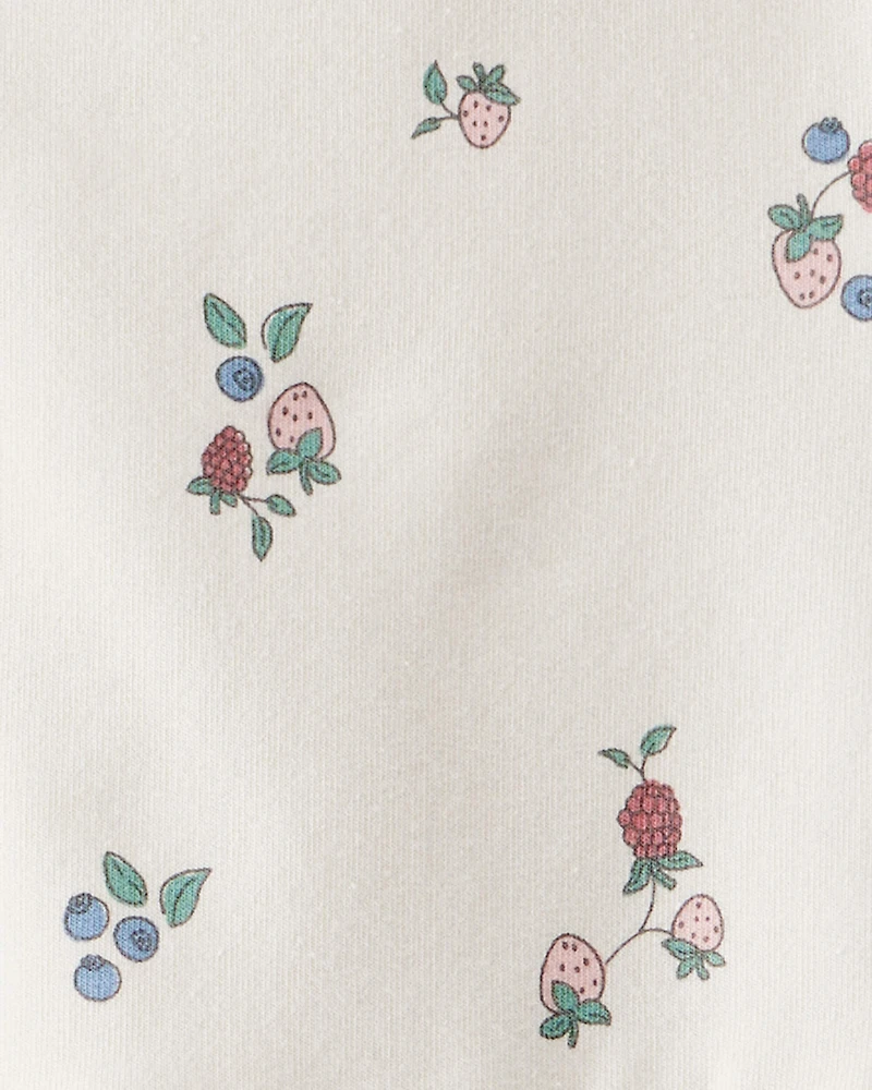 Toddler Girl Organic Cotton French Terry Dress Berry Blossom Print