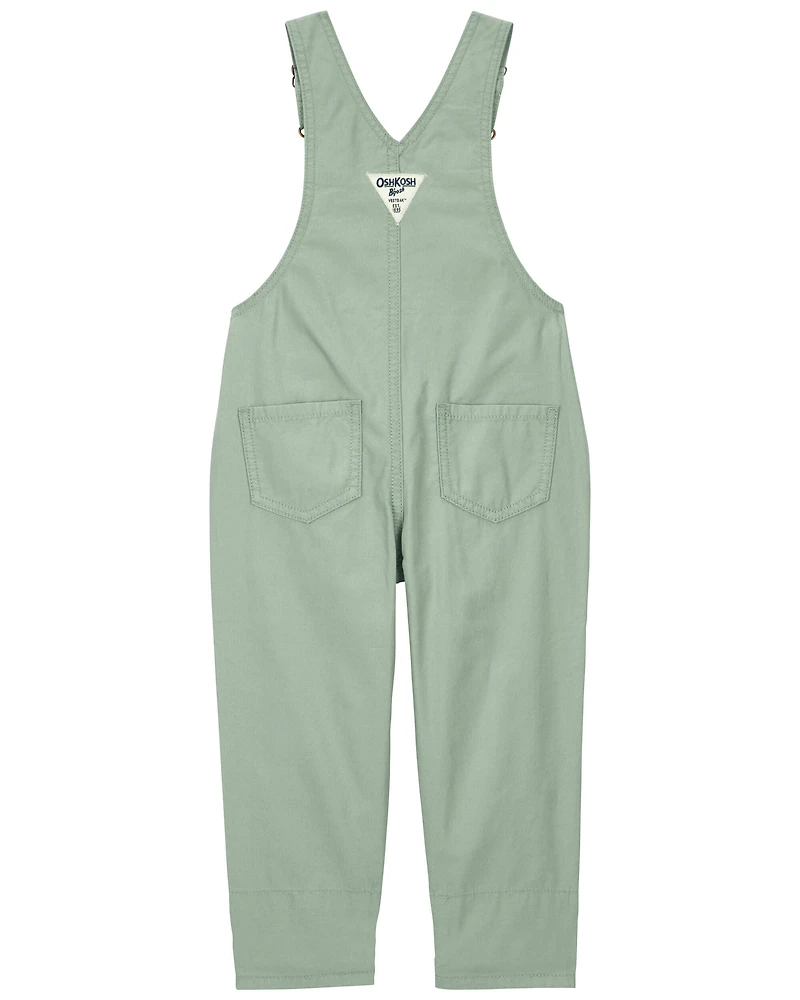 Toddler Girl Floral Lined Lightweight Canvas Overalls