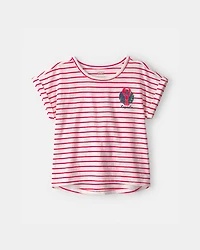Girls Lobster Striped Top - Red/Ivory
