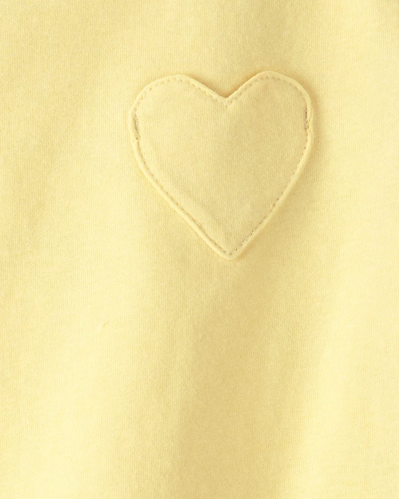 Toddler Girl Heart Pocket Top - Yellow