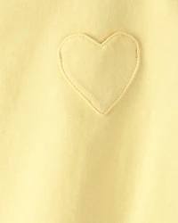 Toddler Girl Heart Pocket Top - Yellow