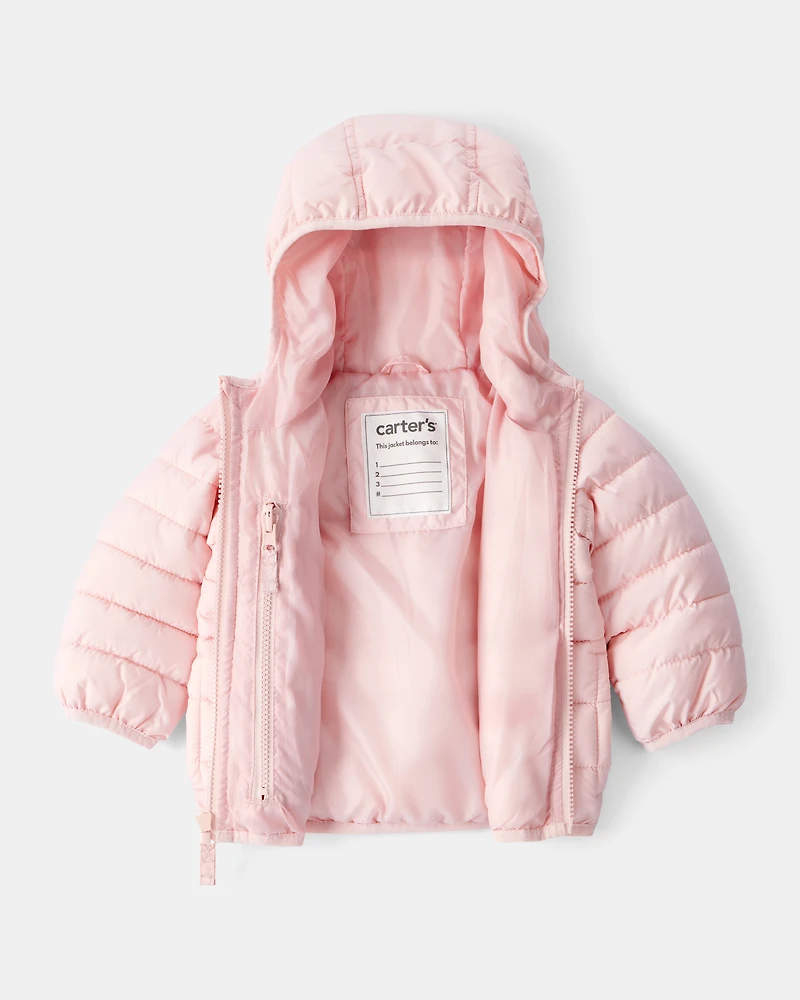 Baby Hooded Puffer Jacket - Pink