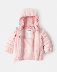 Baby Hooded Puffer Jacket - Pink