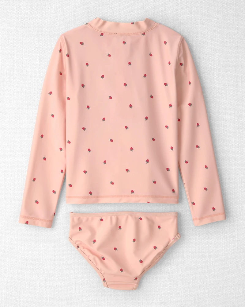 Girls 2-Piece Recycled Rashguard Swimsuit Set Blissful Petals Print