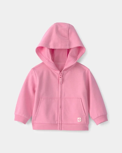 Baby Girl French Terry Zip-Up Hoodie - Pink