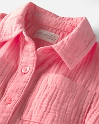 Toddler Girl Organic Cotton Gauze Button-Down Top