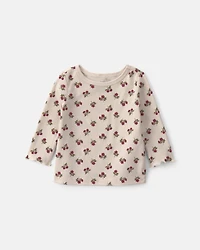 Baby Girl 2-Piece Floral Overall Set - Maroon/Ivory