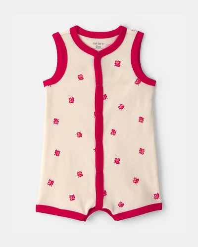 Baby Canada Day Sleeveless Romper - Cream