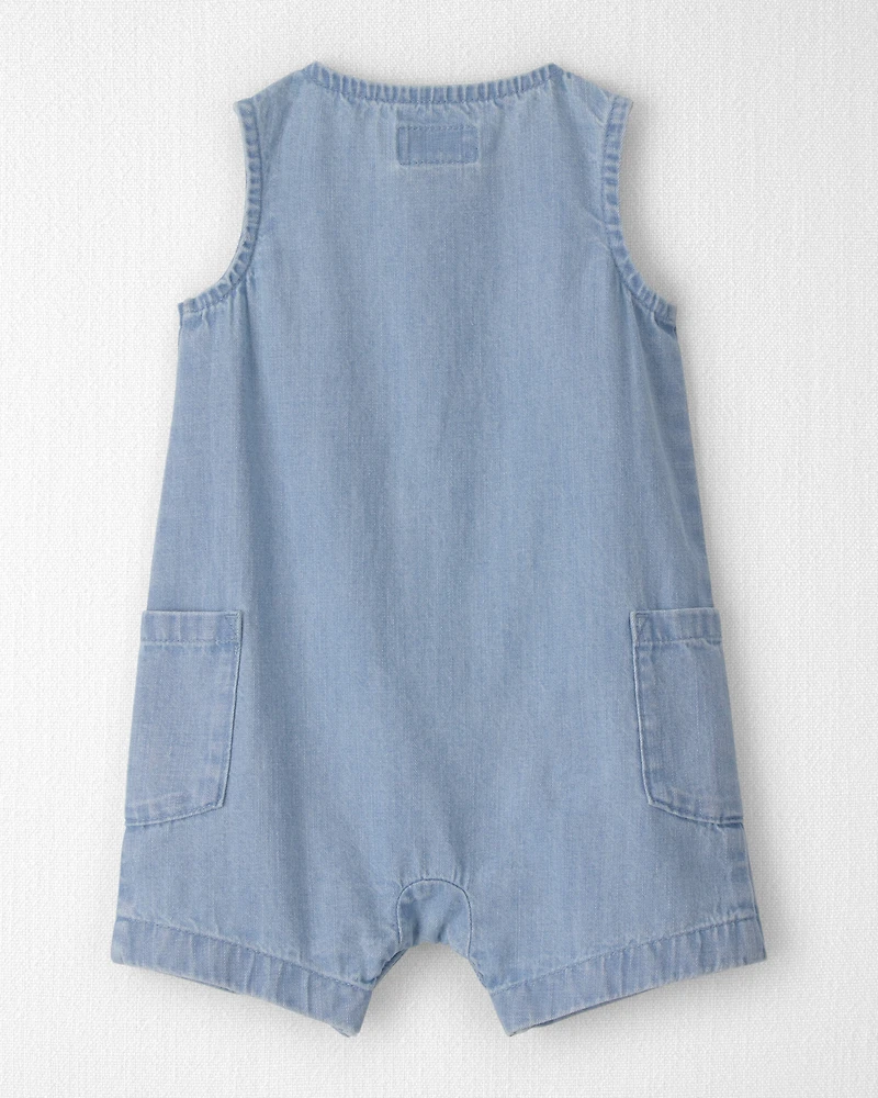 Baby Chambray Sleeveless Romper - Blue