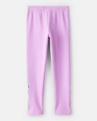 Girls Metallic Heart Pull-On Stretch Cozy Leggings - Purple