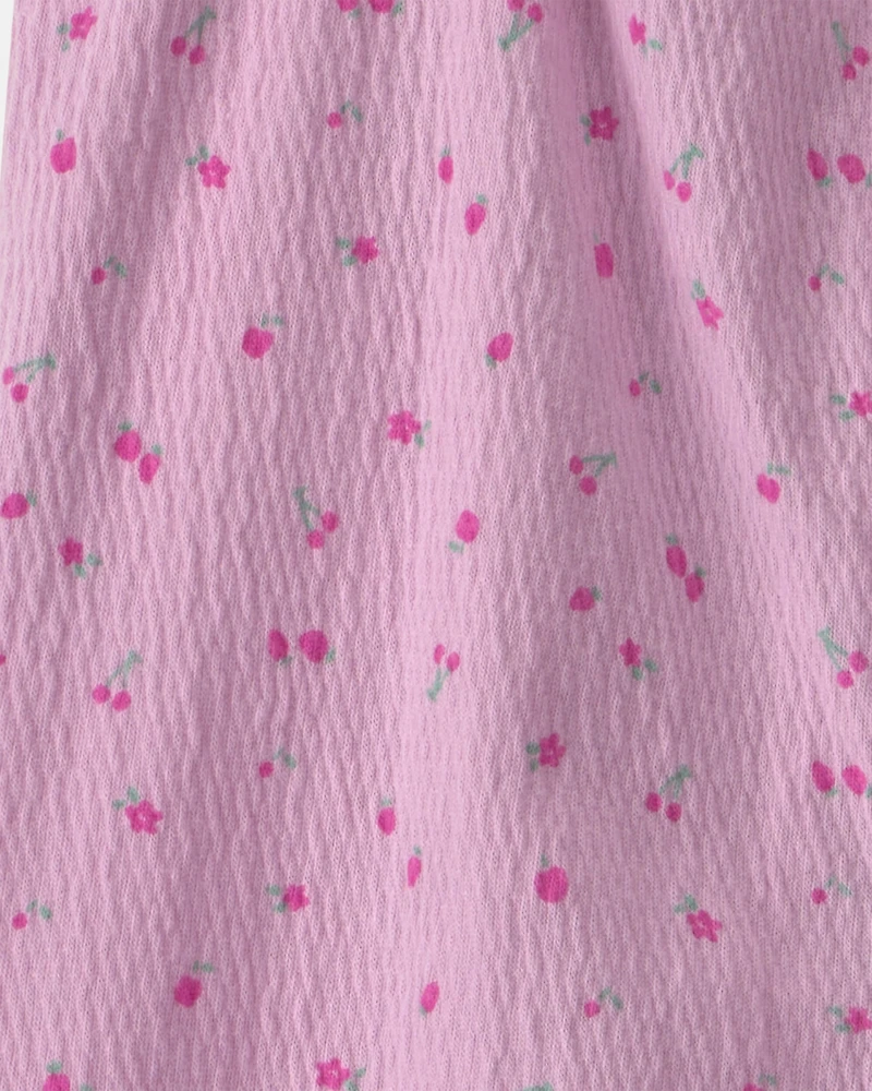 Baby Girl Cherry Flutter Sleeve Jumpsuit - Pink