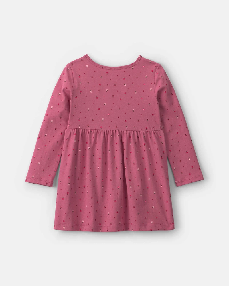 Toddler Girl Polka Dot Long-Sleeve Dress - Pink