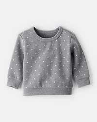 Baby Girl Polka Dot Fleece Sweatshirt - Grey
