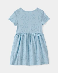 Toddler Girl Floral Ladybug Short-Sleeve Dress - Blue
