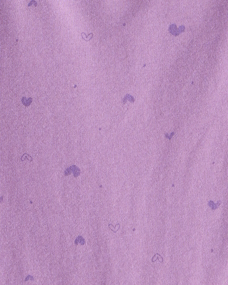 Girls Heart Print Long-Sleeve Peplum Top - Purple