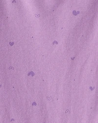 Girls Heart Print Long-Sleeve Peplum Top - Purple