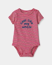 Baby 'Cool Like My Uncle' Striped Graphic Bodysuit - Red